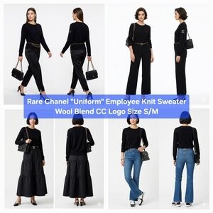 Rare Chanel "Uniform" Employee Knit Sweater Wool Blend CC Logo Size S/M